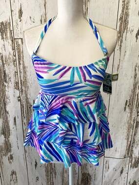NWT Island Escape Blue, Teal, Pink Tropical Tankini